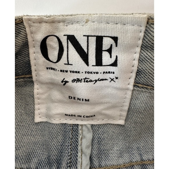 One by One Teaspoon Distressed Skirt Women 24 Denim Cotton Casual Button Fly New - Picture 3 of 11